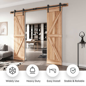 EaseLife Heavy Duty Sliding Barn Door Hardware Track Kit,Straight Pulley,Slide Smoothly Quietly,Easy Install