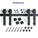 EaseLife Double Door Sliding Barn Door Hardware Track Kit,Basic J Pulley,Heavy Duty,Slide Smoothly Quietly,Easy Install