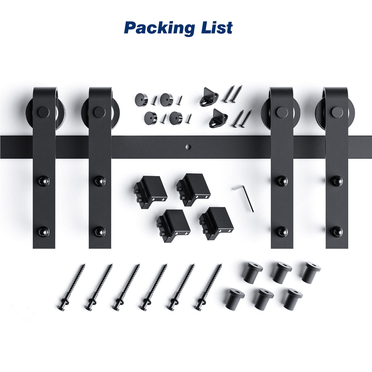 EaseLife Double Door Sliding Barn Door Hardware Track Kit,Basic J Pulley,Heavy Duty,Slide Smoothly Quietly,Easy Install