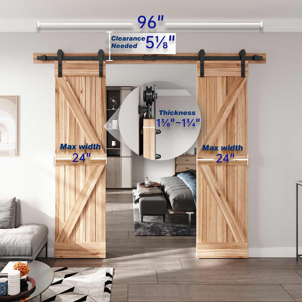 EaseLife Heavy Duty Sliding Barn Door Hardware Track Kit,Straight Pulley,Slide Smoothly Quietly,Easy Install