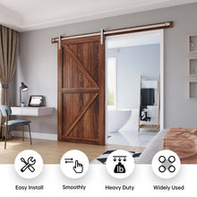 Load image into Gallery viewer, EaseLife Brushed Nickel Double Sliding Barn Door Hardware Track Kit,Straight Pulley,Heavy Duty,Slide Smoothly Quietly,Easy Install