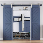 EaseLife Heavy Duty Brushed Nickel Sliding Barn Door Hardware Track Kit,Modern,Sturdy,Slide Smoothly Quietly,Easy Install