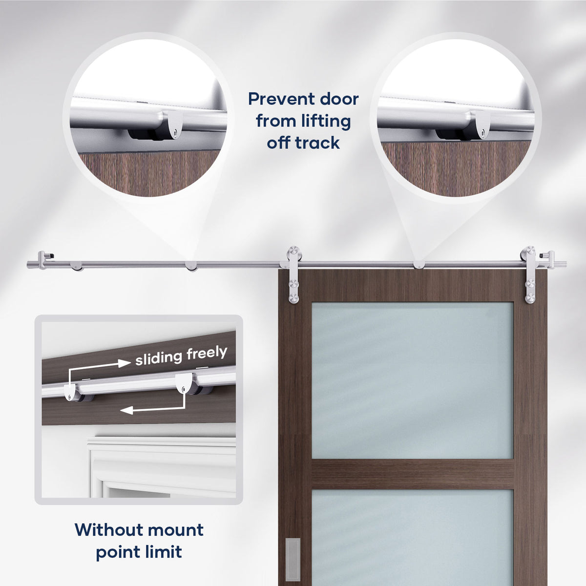 EaseLife  Stainless Steel Sliding Barn Door Hardware Track Kit,Heavy Duty,Anti-Rust Anti-Corrosion,Slide Smoothly Quietly,Easy Install