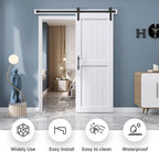 EaseLife Sliding Barn Door with Barn Door Hardware Track Kit Included,Solid LVL Wood Slab Covered with Water-Proof & Scratch-Resistant PVC Surface,DIY Assembly,Easy Install,White, H-Frame