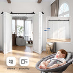 Bi-fold Sliding Barn Door Hardware,Top Mount Installation,Heavy Duty Roller,Smoothly and Quietly,Black(Door Not Included)