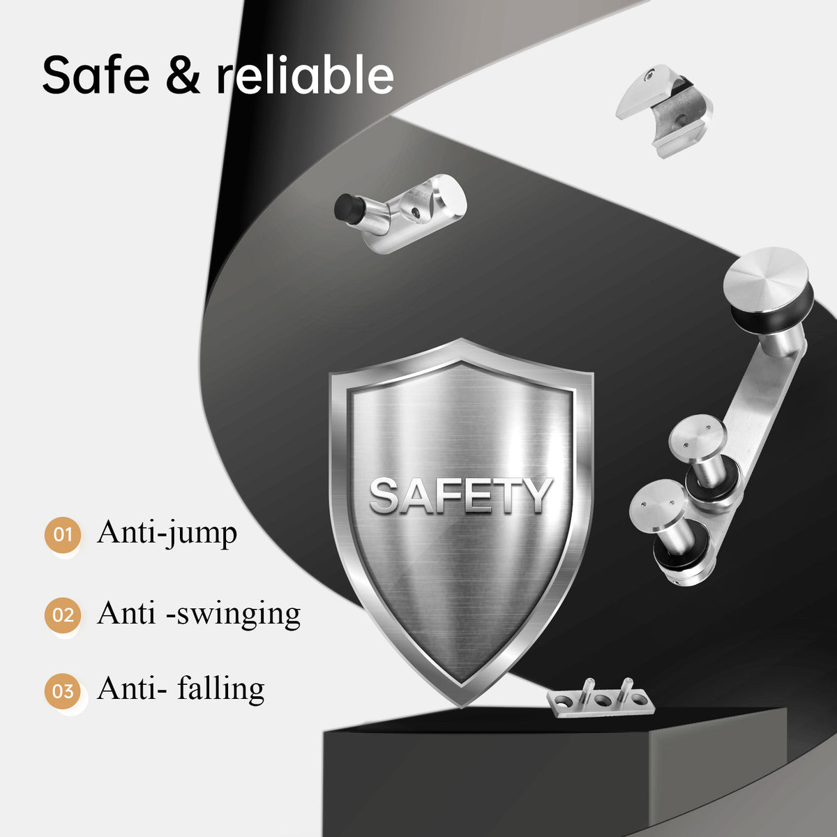 EaseLife  Stainless Steel Sliding Barn Door Hardware Track Kit,Heavy Duty,Anti-Rust Anti-Corrosion,Slide Smoothly Quietly,Easy Install