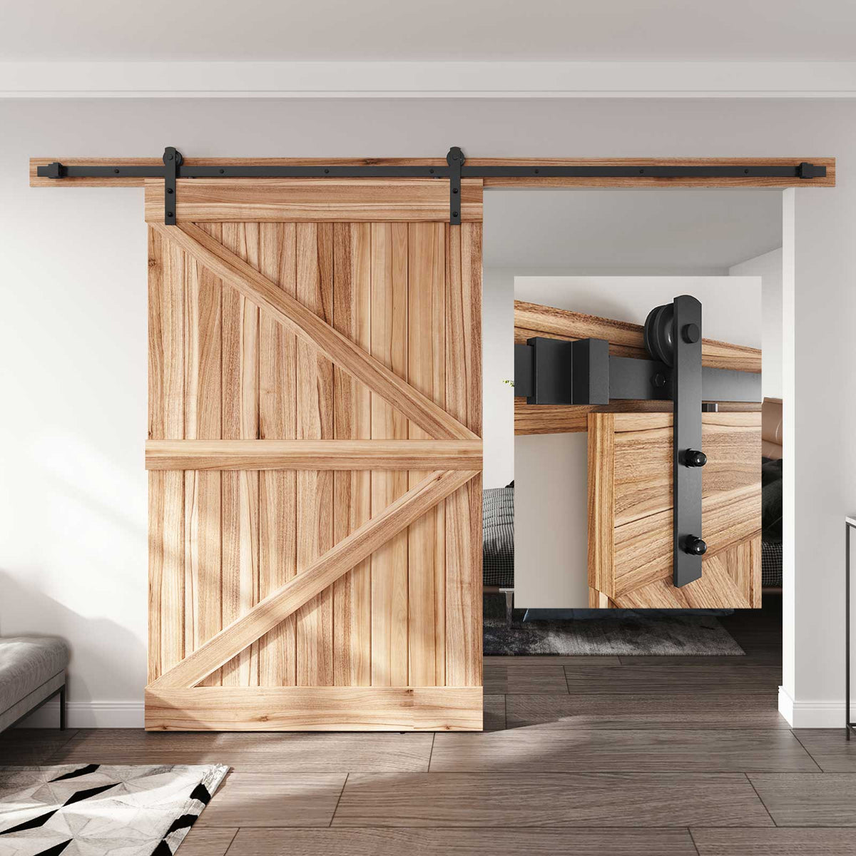 EaseLife Heavy Duty Sliding Barn Door Hardware Track Kit,Straight Pulley,Slide Smoothly Quietly,Easy Install