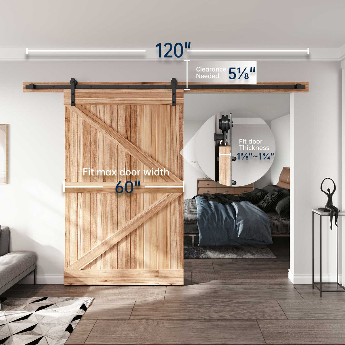 EaseLife Heavy Duty Sliding Barn Door Hardware Track Kit,Straight Pulley,Slide Smoothly Quietly,Easy Install