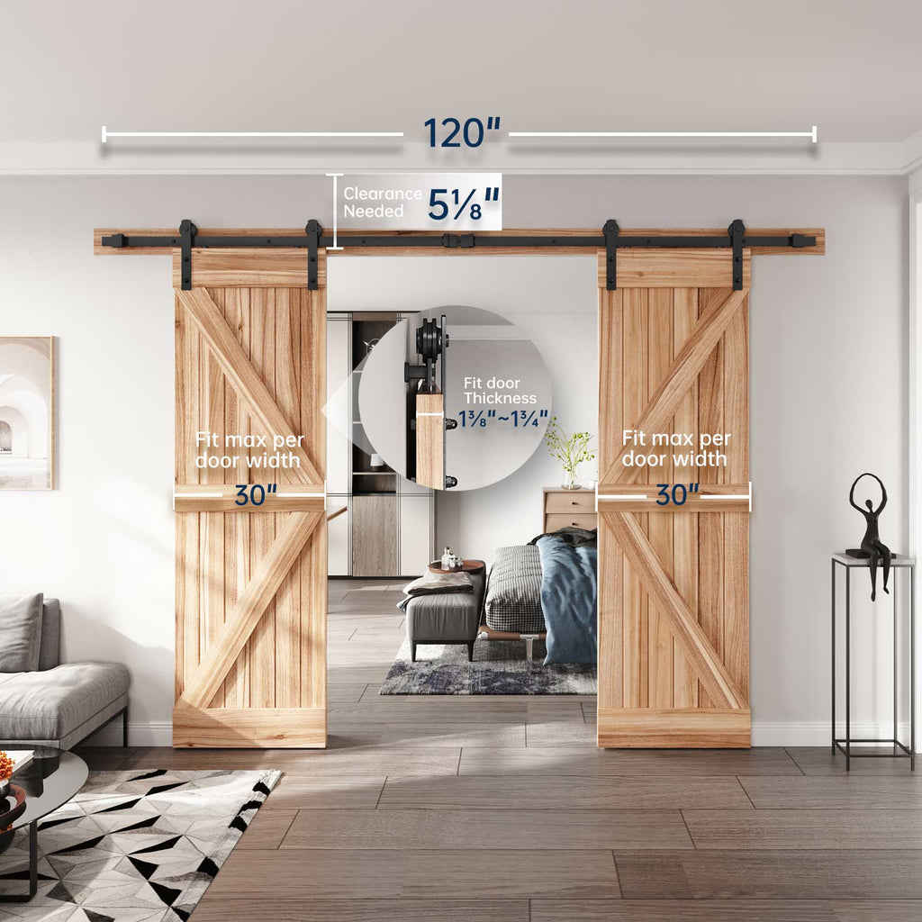 EaseLife Heavy Duty Sliding Barn Door Hardware Track Kit,Straight Pulley,Slide Smoothly Quietly,Easy Install