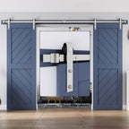 EaseLife Heavy Duty Brushed Nickel Sliding Barn Door Hardware Track Kit,Modern,Sturdy,Slide Smoothly Quietly,Easy Install