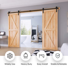 Load image into Gallery viewer, EaseLife Double Door Sliding Barn Door Hardware Track Kit,Basic J Pulley,Heavy Duty,Slide Smoothly Quietly,Easy Install