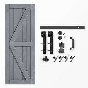 EaseLife Sliding Barn Door Barn Door Hardware Kit & Handle Included,DIY Assemblely,Easy Install,Apply to Interior Rooms & Storage Closet,Grey