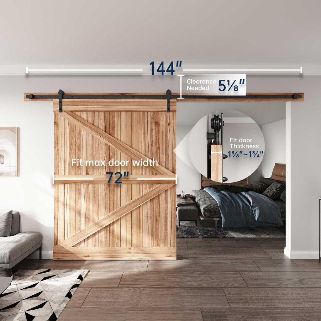 EaseLife Heavy Duty Sliding Barn Door Hardware Track Kit,Straight Pulley,Slide Smoothly Quietly,Easy Install