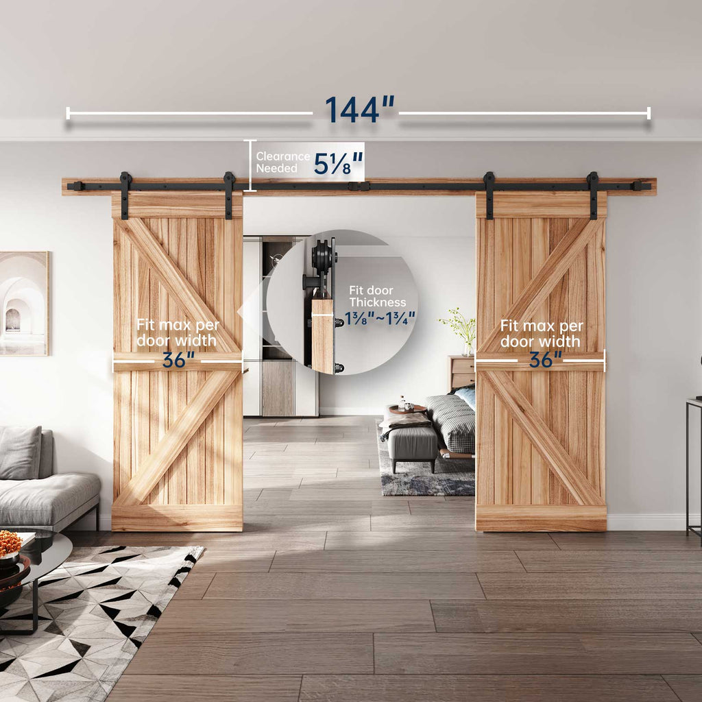 EaseLife Heavy Duty Sliding Barn Door Hardware Track Kit,Straight Pulley,Slide Smoothly Quietly,Easy Install
