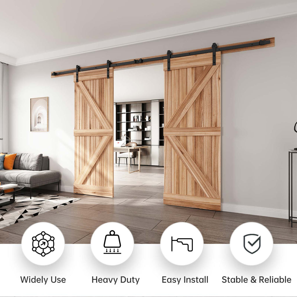 EaseLife Heavy Duty Sliding Barn Door Hardware Track Kit,Straight Pulley,Slide Smoothly Quietly,Easy Install