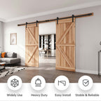 EaseLife Heavy Duty Sliding Barn Door Hardware Track Kit,Straight Pulley,Slide Smoothly Quietly,Easy Install