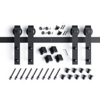 EaseLife Double Door Sliding Barn Door Hardware Track Kit,Basic J Pulley,Heavy Duty,Slide Smoothly Quietly,Easy Install