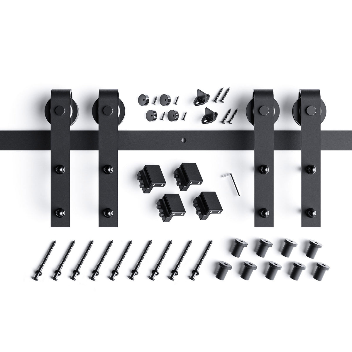 EaseLife Double Door Sliding Barn Door Hardware Track Kit,Basic J Pulley,Heavy Duty,Slide Smoothly Quietly,Easy Install