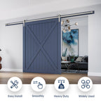 EaseLife Heavy Duty Brushed Nickel Sliding Barn Door Hardware Track Kit,Modern,Sturdy,Slide Smoothly Quietly,Easy Install