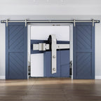EaseLife Heavy Duty Brushed Nickel Sliding Barn Door Hardware Track Kit,Modern,Sturdy,Slide Smoothly Quietly,Easy Install