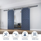 EaseLife Heavy Duty Brushed Nickel Sliding Barn Door Hardware Track Kit,Modern,Sturdy,Slide Smoothly Quietly,Easy Install