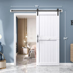 EaseLife Sliding Barn Door with Barn Door Hardware Track Kit Included,Solid LVL Wood Slab Covered with Water-Proof & Scratch-Resistant PVC Surface,DIY Assembly,Easy Install,White, H-Frame