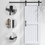EaseLife Sliding Barn Door with Barn Door Hardware Track Kit Included,Solid LVL Wood Slab Covered with Water-Proof & Scratch-Resistant PVC Surface,DIY Assembly,Easy Install,White, H-Frame