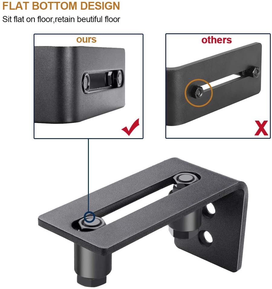 EaseLife Sliding Barn Door Bottom Floor Guide,Adjustable Roller,Wall Mount System,Flush Flat Bottom Design,2 Assemble Setup Options,Fit All Size Door