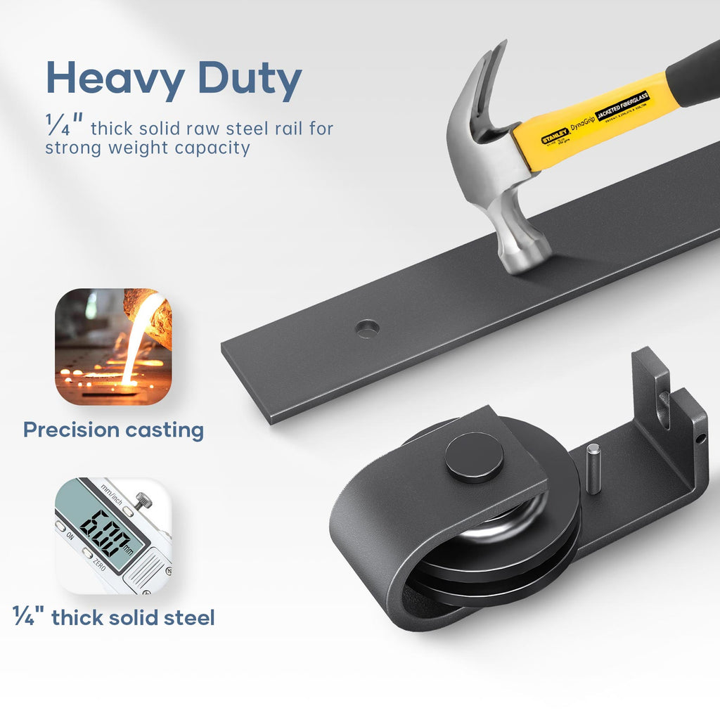 Bi-fold Sliding Barn Door Hardware,Top Mount Installation,Heavy Duty Roller,Smoothly and Quietly,Black(Door Not Included)