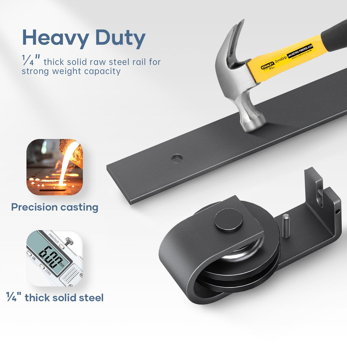 Bi-fold Sliding Barn Door Hardware,Top Mount Installation,Heavy Duty Roller,Smoothly and Quietly,Black(Door Not Included)
