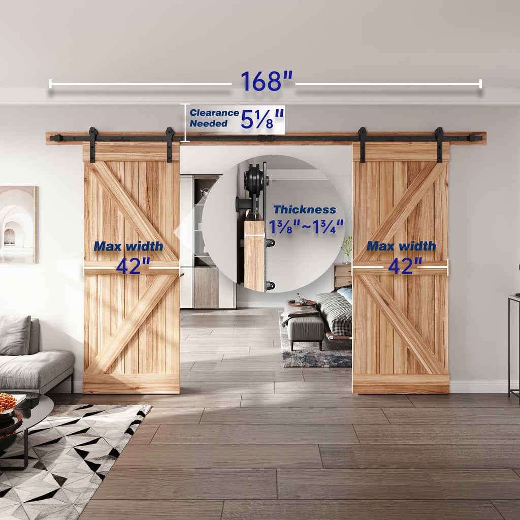 EaseLife Heavy Duty Sliding Barn Door Hardware Track Kit,Straight Pulley,Slide Smoothly Quietly,Easy Install