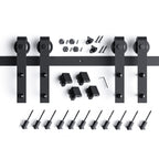 EaseLife Double Door Sliding Barn Door Hardware Track Kit,Basic J Pulley,Heavy Duty,Slide Smoothly Quietly,Easy Install