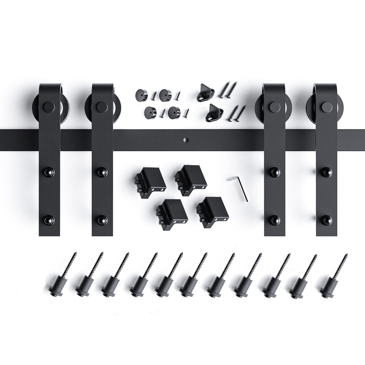 EaseLife Double Door Sliding Barn Door Hardware Track Kit,Basic J Pulley,Heavy Duty,Slide Smoothly Quietly,Easy Install