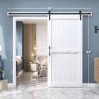 EaseLife Sliding Barn Door with Barn Door Hardware Track Kit Included,Solid LVL Wood Slab Covered with Water-Proof & Scratch-Resistant PVC Surface,DIY Assembly,Easy Install,White, H-Frame