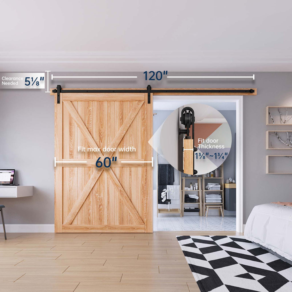 EaseLife Heavy Duty Sliding Barn Door Hardware Track Kit,Ultra Hard Sturdy,Slide Smoothly Quietly,Easy Install