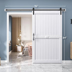 EaseLife Sliding Barn Door with Barn Door Hardware Track Kit Included,Solid LVL Wood Slab Covered with Water-Proof & Scratch-Resistant PVC Surface,DIY Assembly,Easy Install,White, H-Frame