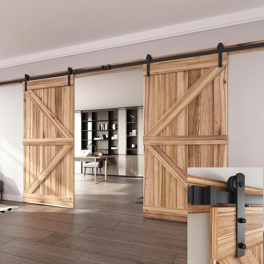 EaseLife Heavy Duty Sliding Barn Door Hardware Track Kit,Straight Pulley,Slide Smoothly Quietly,Easy Install
