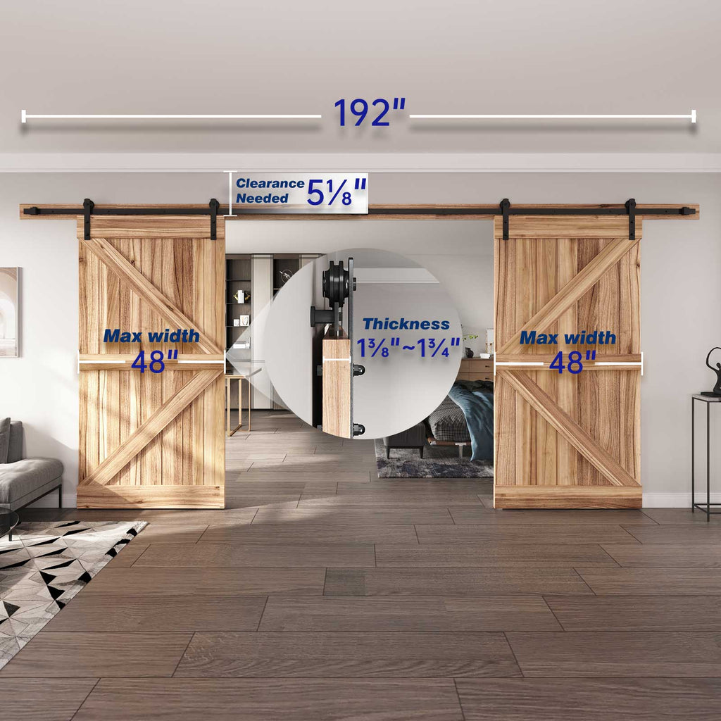 EaseLife Heavy Duty Sliding Barn Door Hardware Track Kit,Straight Pulley,Slide Smoothly Quietly,Easy Install