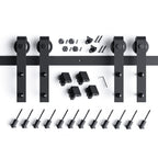 EaseLife Double Door Sliding Barn Door Hardware Track Kit,Basic J Pulley,Heavy Duty,Slide Smoothly Quietly,Easy Install