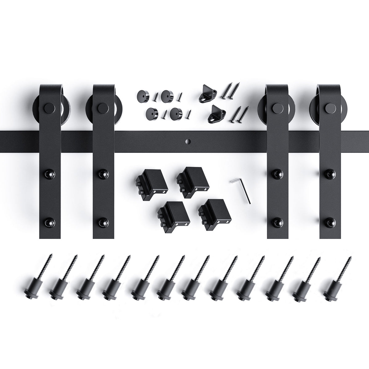 EaseLife Double Door Sliding Barn Door Hardware Track Kit,Basic J Pulley,Heavy Duty,Slide Smoothly Quietly,Easy Install