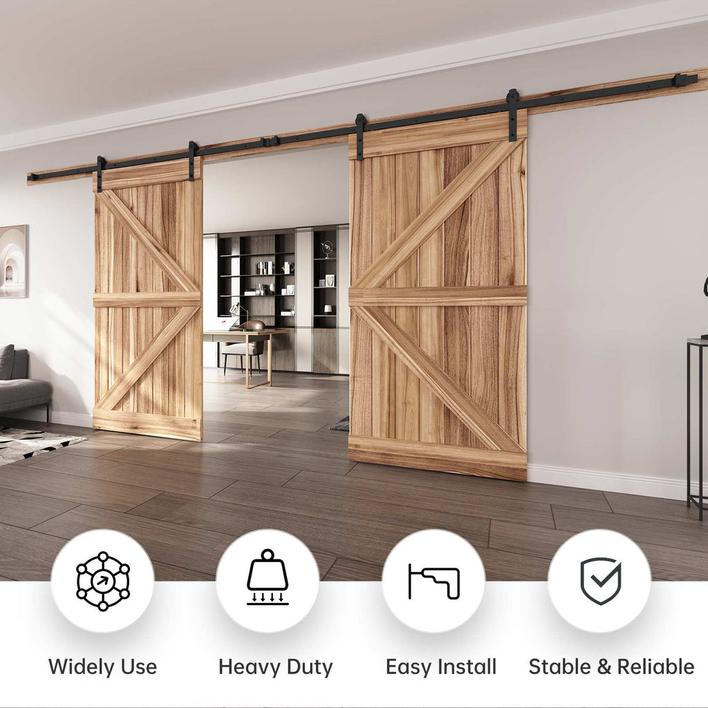EaseLife Heavy Duty Sliding Barn Door Hardware Track Kit,Straight Pulley,Slide Smoothly Quietly,Easy Install