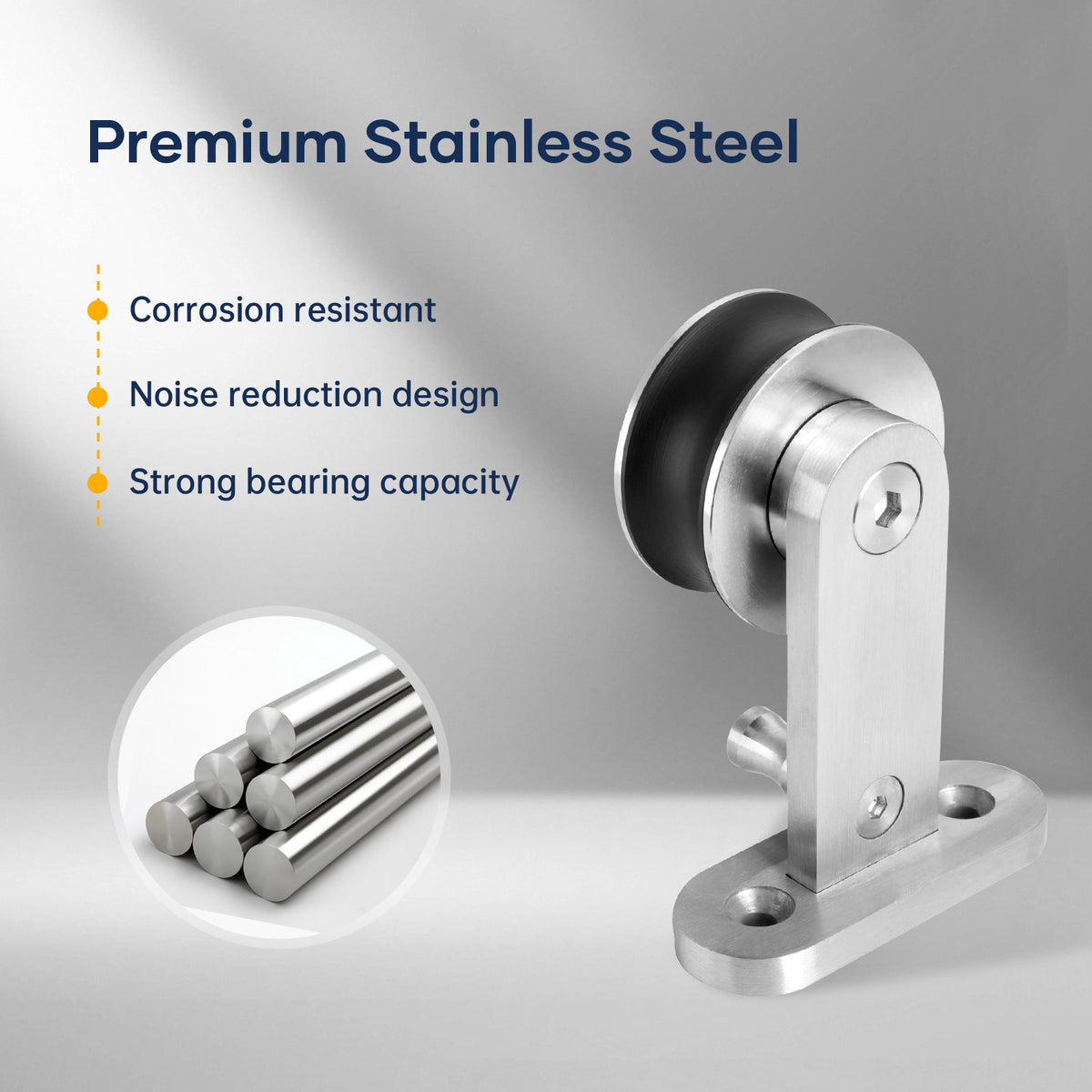 EaseLife Modern Stainless Steel Sliding Barn Door Hardware Track Kit,Top Mount,Anti-Rust,Slide Smoothly Quietly,Easy Install