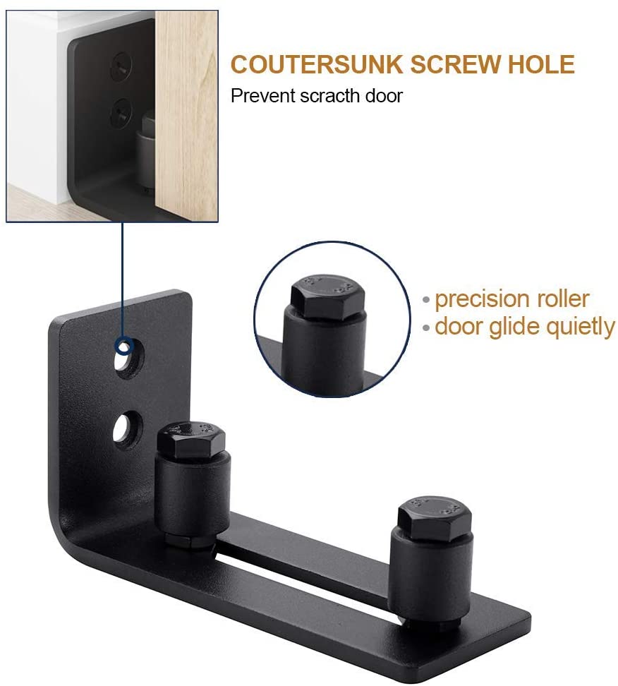 EaseLife Sliding Barn Door Bottom Floor Guide,Adjustable Roller,Wall Mount System,Flush Flat Bottom Design,2 Assemble Setup Options,Fit All Size Door
