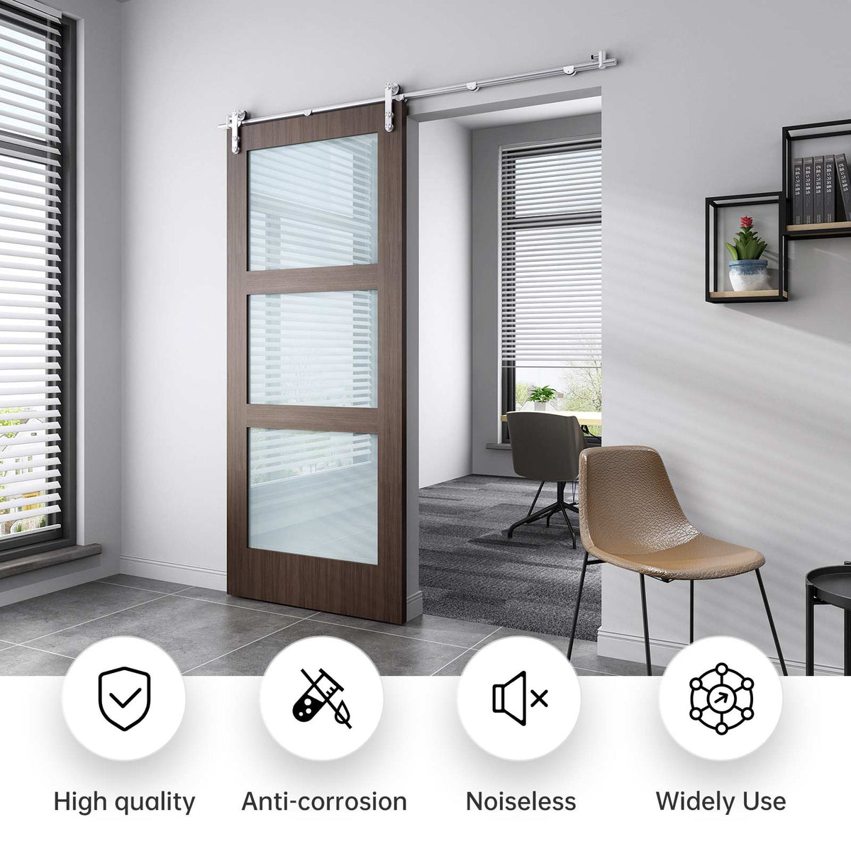 EaseLife  Stainless Steel Sliding Barn Door Hardware Track Kit,Heavy Duty,Anti-Rust Anti-Corrosion,Slide Smoothly Quietly,Easy Install