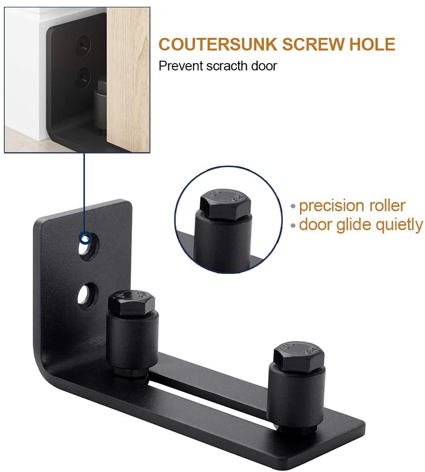 EaseLife Sliding Barn Door Bottom Floor Guide,Adjustable Roller,Wall Mount System,Flush Flat Bottom Design,2 Assemble Setup Options,Fit All Size Door