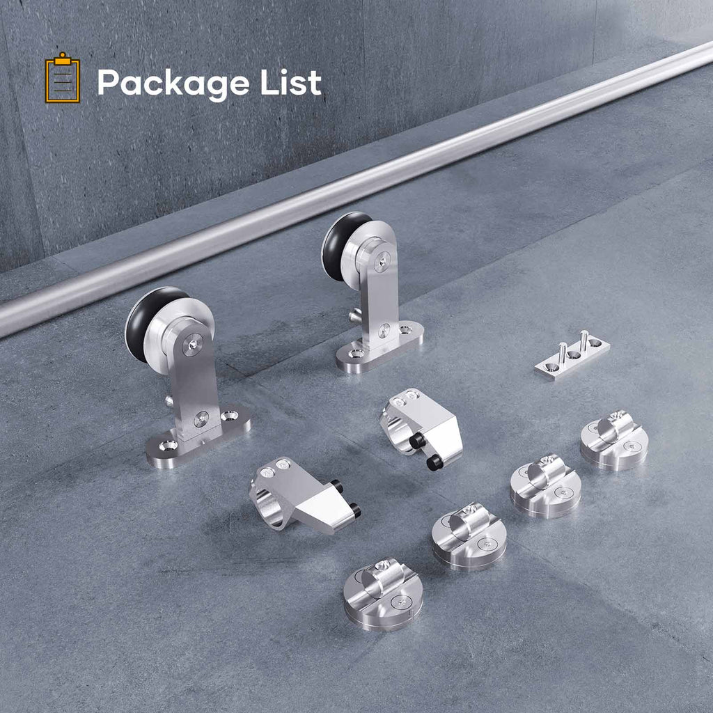 EaseLife Modern Stainless Steel Sliding Barn Door Hardware Track Kit,Top Mount,Anti-Rust,Slide Smoothly Quietly,Easy Install