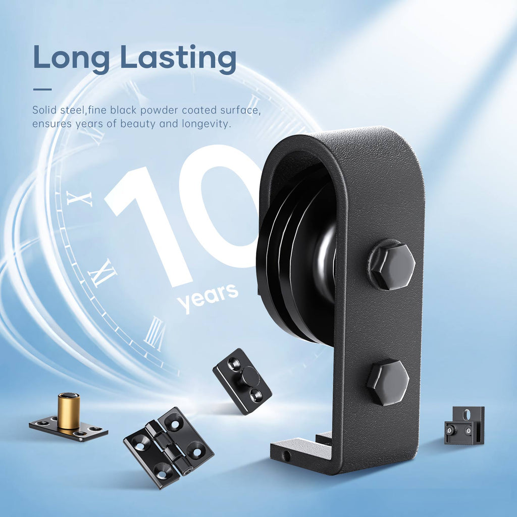 Bi-fold Sliding Barn Door Hardware,Top Mount Installation,Heavy Duty Roller,Smoothly and Quietly,Black(Door Not Included)