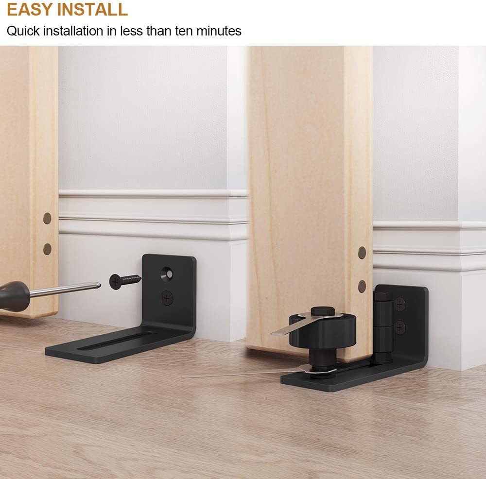 EaseLife Sliding Barn Door Bottom Floor Guide,Adjustable Roller,Wall Mount System,Flush Flat Bottom Design,2 Assemble Setup Options,Fit All Size Door