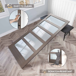 Glass Sliding Barn Door Slab and Hardware Kit Included, MDF Wood Panel Covered with Water-Proof Scratch-Resistant PVC Surface, Easy to Clean, Simple DIY Assembly