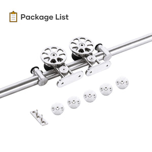 EaseLife Top Mount Modern Sliding Barn Door Hardware Track Kit,Stainless Steel,Anti-Rust,Slide Smoothly Quietly,Easy Install